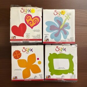 SIZZIX Bigz LOT OF 4 Frame, Jelly  Flower, Hibiscus Hearts, Sweet Treat New